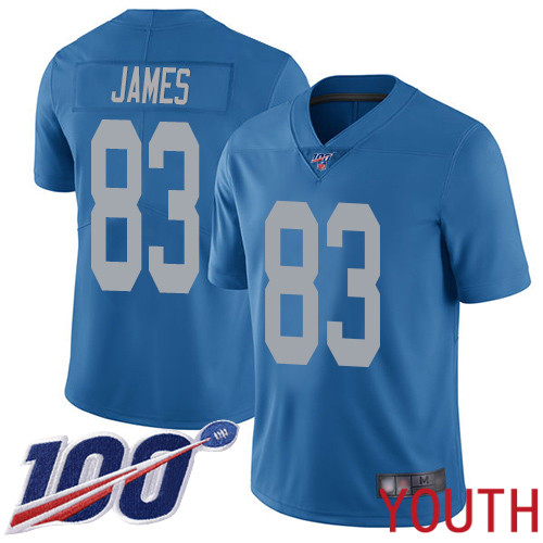 Detroit Lions Limited Blue Youth Jesse James Alternate Jersey NFL Football #83 100th Season Vapor Untouchable->youth nfl jersey->Youth Jersey